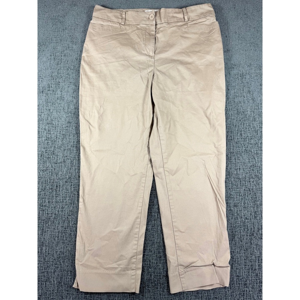 Talbots Womens Tan Khaki Stretch Cotton Straight Leg Chino Pants Size 10